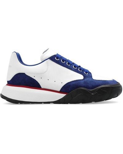 Alexander McQueen Court Paneled Leather Sneakers - Blue