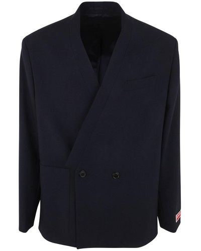 KENZO Shawl-lapel Double-breasted Tailored Blazer - Blue