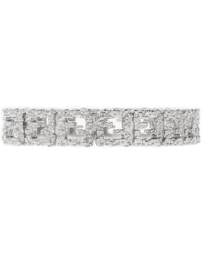 Fendi Monogrammed Embellished Bracelet - White