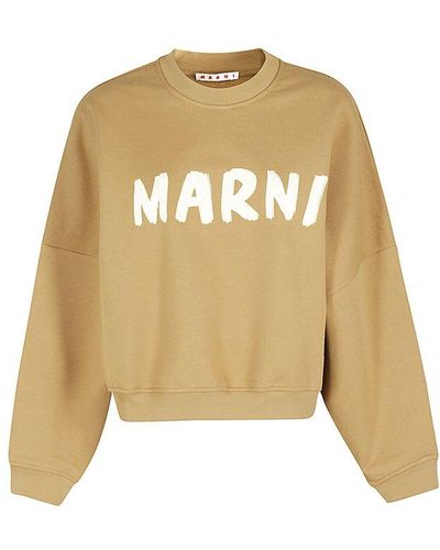Marni Logo Printed Crewneck Sweatshirt - Natural