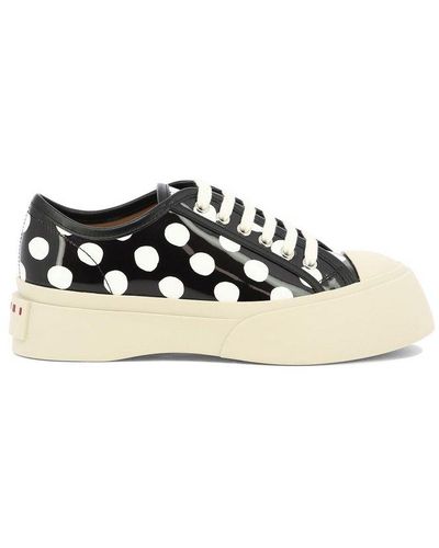 Marni Pablo Polka Dots Printed Lace-up Trainers - White