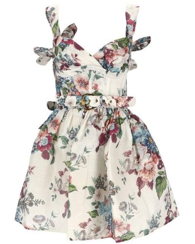 Zimmermann Matchmaker Floral Printed Belted Mini Dress - White