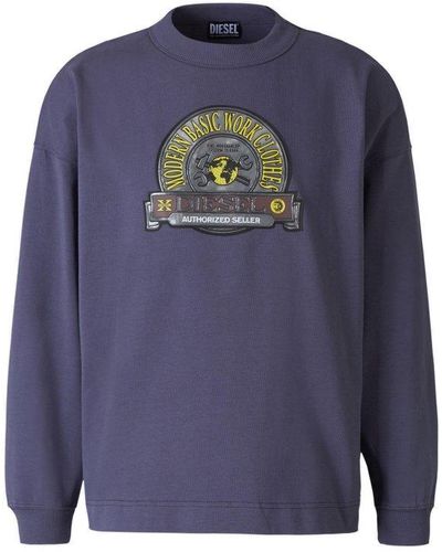 DIESEL Logo Patch Crewneck Sweatshirt - Purple