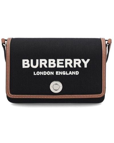 Burberry Logo Print Small Canvas & Leather Shoulder Bag - Black