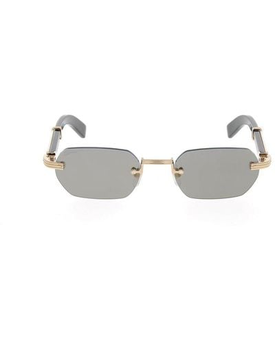 Riapawel Rectangle Rimless Sunglasses for Men Women Vintage Retro Square  Gold Metal Frameless Glasses Tinted Lens - Walmart.com