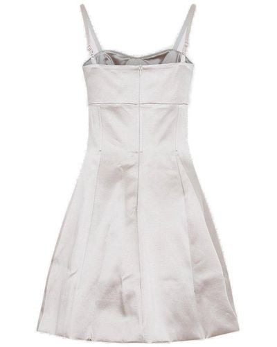 Patou Cut Out Detailed Satin Mini Dress - White