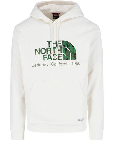 The North Face Logo Printed Drawstring Hoodie - White
