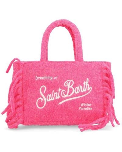 Mc2 Saint Barth Logo Embroidered Top Handle Bag - Pink