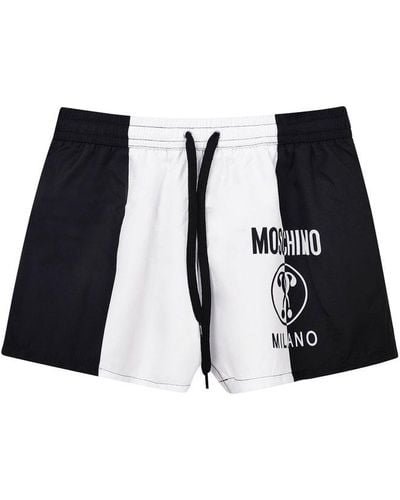 Moschino Logo-printed Two-toned Drawstring Swim Trunks - Black
