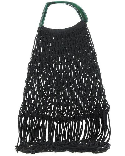 Dries Van Noten Fringe Detailed Knitted Handbag - Black