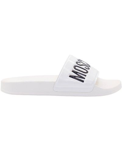 Moschino Logo Detailed Open-toe Sandals - White