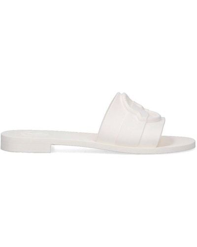 Moncler Logo Embossed Slip-on Sandals - White