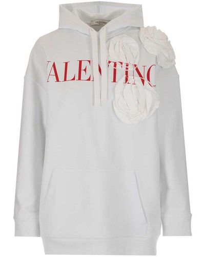 Valentino Rose Blossom Hoodie Sweatshirt - White