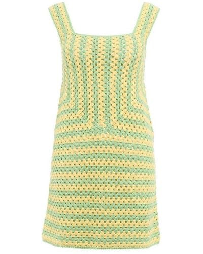 STAUD Psychedelic Crochet-knit Mini Dress - Yellow