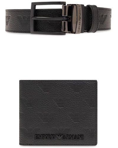 Emporio Armani Set: Wallet And Belt, - Black