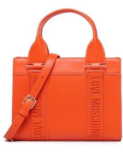 Love Moschino Logo Embroidered Mini Tote Bag - Orange
