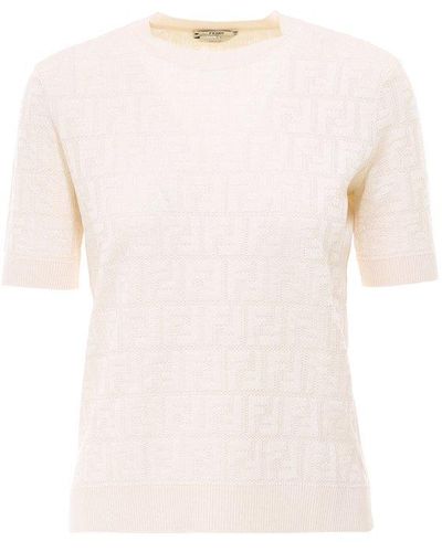 Fendi Jacquard Ff Knitted Top - White