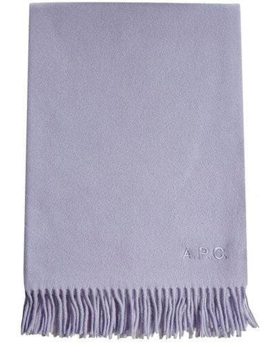 A.P.C. Frayed Knit Scarf - Purple