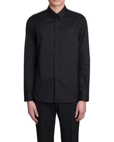 Emporio Armani Plain Long-sleeved Buttoned Shirt - Black