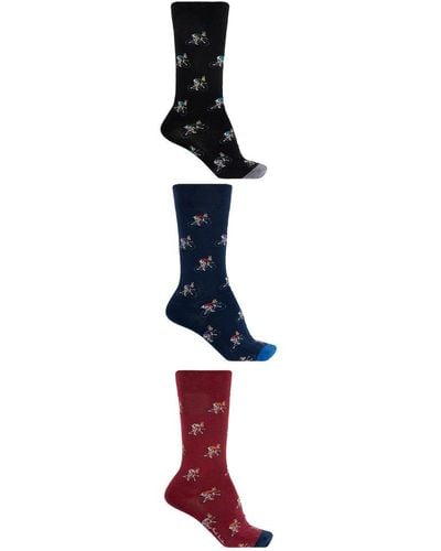 Paul Smith Patterned Socks Three Pack - Red