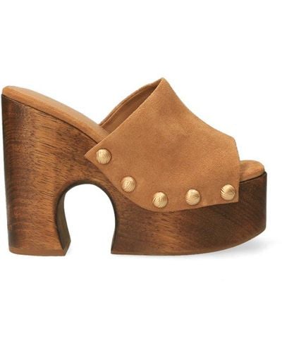 Cult Gaia Ira Studded Mules - Brown