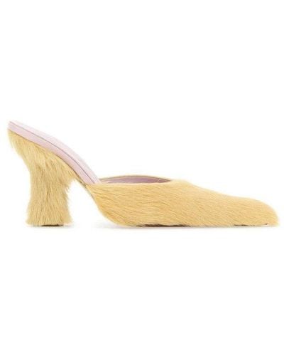 Burberry Buck Hair Calf Pointed-toe Mules - Natural