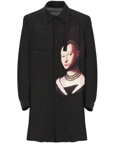 Yohji Yamamoto M-young Girl Curved Hem Shirt - Black