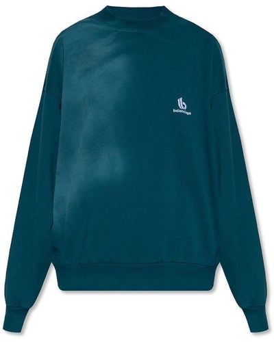 Balenciaga Logo Embroidered Crewneck Sweater - Green