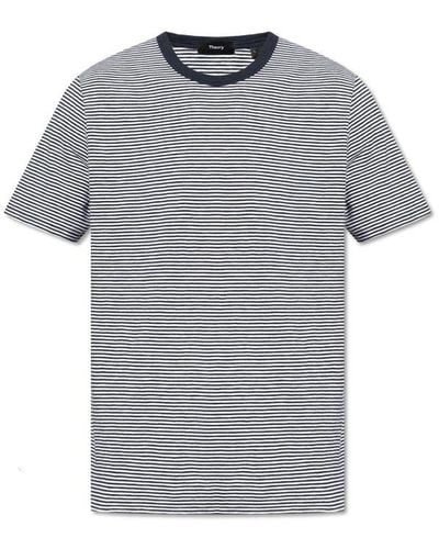 Theory Striped Pattern Crewneck T-shirt - Grey