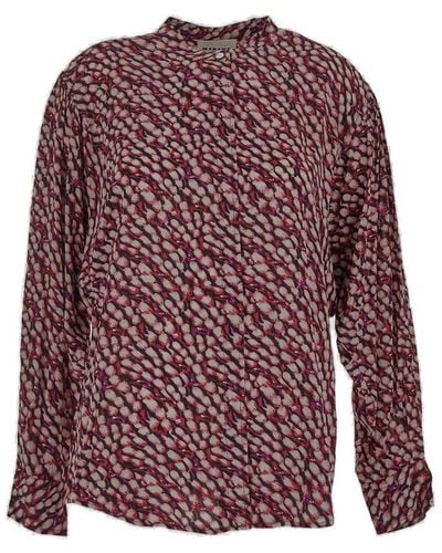 Isabel Marant Catchell Pattern-printed Long-sleeved Shirt - Red