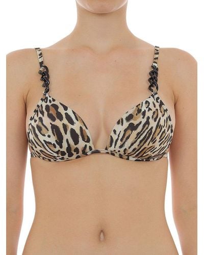 Moschino Leopard Printed Bikini Top - Black