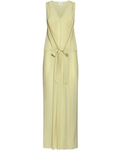 Alysi V-neck Ribbon Detailed Dress - White