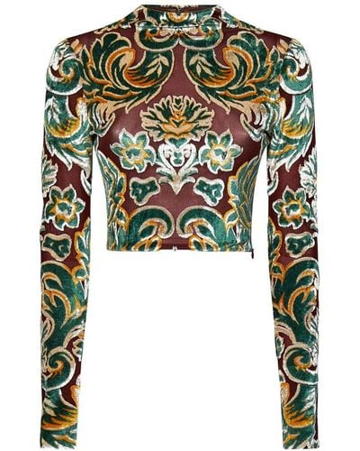 Etro All-over Patterned Open Back Top - Green