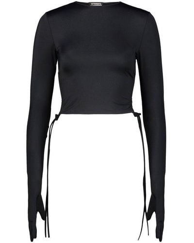 Vetements Cropped Round-neck Top - Black