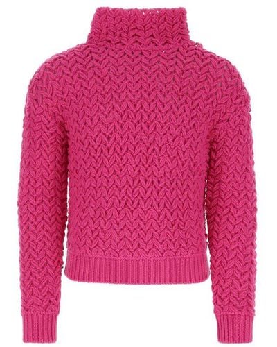 Valentino High Neck Long-sleeved Sweater - Pink