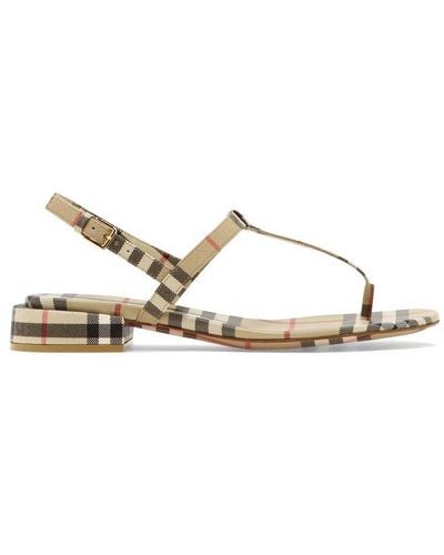 Burberry Checked Leather Slingback Sandals - Multicolour