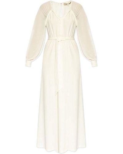 Diane von Furstenberg Karson V-neck Long-sleeved Dress - White