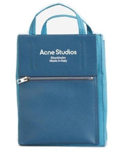 Acne Studios Papery Logo Printed Tote Bag - Blue