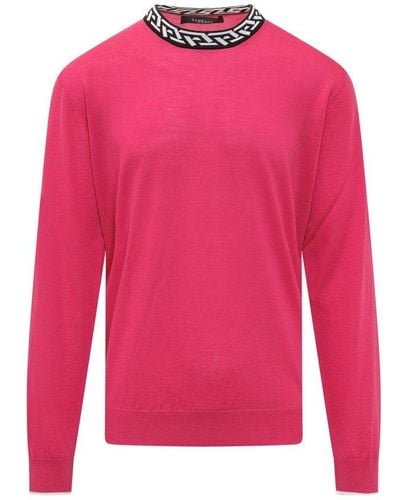 Versace Greca Long Sleeved Sweater - Pink