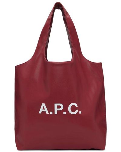 A.P.C. Logo Printed Top Handle Bag - Red