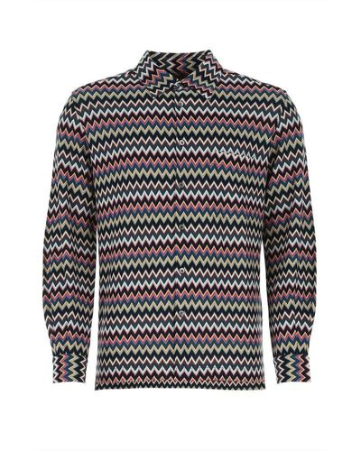 Missoni Embroidered Cotton Blend Shirt Nd Uomo - Multicolor