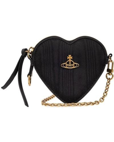 Vivienne Westwood Moire Heart Orb-plaque Mini Crossbody Bag - Black