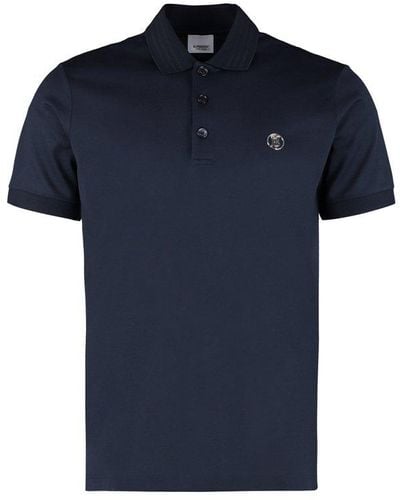 Burberry Cotton And Silk Polo Shirt - Blue