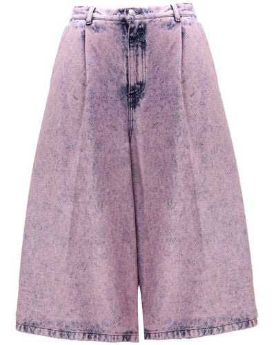 Marni High-rise Wide-leg Denim Shorts - Purple