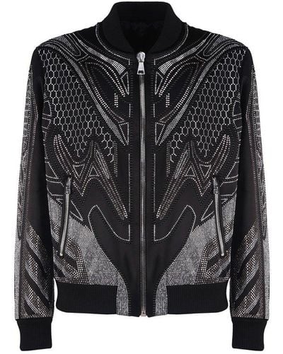 Balmain All-Over Embroidered Jacket With Studs - Black