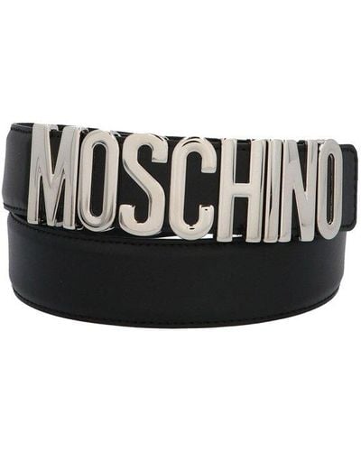Moschino Logo Lettering Buckle Belt - Black