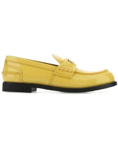 Miu Miu Round Toe Penny Loafers - Yellow