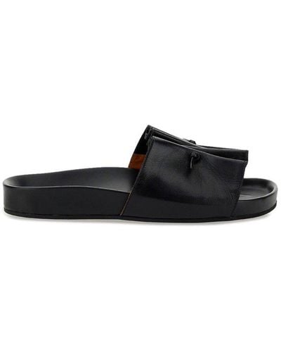 L'Autre Chose Ruched Slip-on Sandals - Black