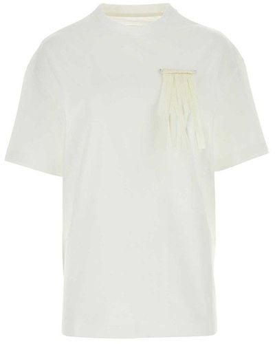 Jil Sander Fringed-brooch Drop Shoulder T-shirt - White