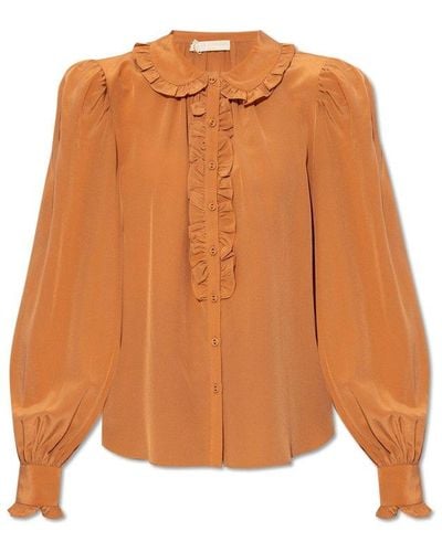 Ulla Johnson 'philipa' Silk Shirt - Orange